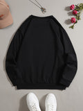 kkboxly  ' Yes Boss ' Print Crew Neck Sweatshirt Pullover For Men Solid Color Sweatshirts For Spring Fall Long Sleeve Tops