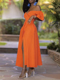 2025 Popular trade women's clothing  New new one-word shoulder strap waist medium and long dress new