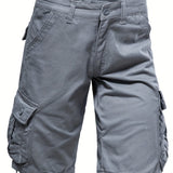 kkboxly  Cotton Comfortable Multi Pocket Cargo Shorts, Men's Casual Elastic Waist Cargo Shorts For Summer Outdoor