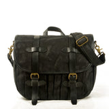 KKBOXLY 2025 Retro locomotive bag, cowhide with wax canvas, messenger bag, messenger bag, handbag, large-capacity 2025n commuter bag.