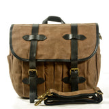 KKBOXLY 2025 Retro locomotive bag, cowhide with wax canvas, messenger bag, messenger bag, handbag, large-capacity 2025n commuter bag.