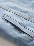 kkboxly  Men's Casual Fleece Lined Denim Jacket, Street Style Button Up Jacket For Fall Winter