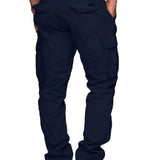 kkboxly  Cotton Solid Multi Flap Pockets Men's Straight Leg Cargo Pants, Loose Casual Outdoor Pants, Men's Work Pants For Hiking Fishing Angling