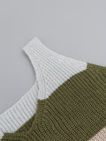 Knitted Tank Top, Color Block Sleeveless Casual Knitted Top, Women's Clothing