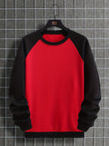 kkboxly  Men's Casual Trendy Crewneck Long Sleeve Color Block Pullover, Loose Oversized Sweatshirt Plus Size