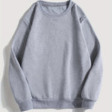 kkboxly  Solid Trendy Sweatshirt, Men's Casual Basic Crew Neck Pullover Sweatshirt For Men Fall Winter