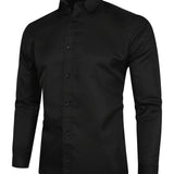 kkboxly  Thin Material, Two Sizes Smaller, Business Button Up Shirt Solid Color Men's Long Sleeve Shirt Best Sellers