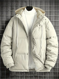 kkboxly  Warm Classic Design Hooded Jacket, Men's Casual Zip Up Jacket Coat For Fall Winter