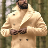 Men's Double Breasted Trench Coat, Elegant Overcoat For Fall Winter