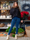 kkboxly  Plus Size Casual Jeans, Women's Plus Solid Elastic Mid Rise High Stretch Skinny Jeans