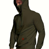 kkboxly  Men's Hoodie, Face Cover Casual Drawstring Hooded Sweatshirt With Multicolor