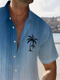 kkboxly  Stylish Hawaiian Resort Shirt for Men - Plus Size Coconut Tree Print Gradient Lapel Collar Summer Clothing for Vacation/Leisurewear