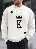 kkboxly  The King Print Trendy Sweatshirt, Men's Casual Graphic Design Crew Neck Pullover Sweatshirt For Men Fall Winter
