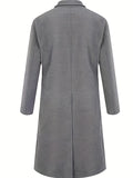 kkboxly  Elegant Retro Trench Coat, Men's Semi-formal Single Breasted Lapel Overcoat For Fall Winter Business