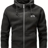 kkboxly  Men's Warm Polar Fleece Jacket, Casual Hooded Coat With Kangaroo Pocket