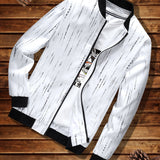 kkboxly  Number Print Lightweight Jacket, Men's Casual Baseball Collar Zip Up Jacket For Spring Fall
