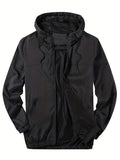 kkboxly  Camouflage Pattern Hooded Jackets By Activity, Men's Casual Loose Fit Breathable Zip Up Jackets For Spring Fall