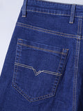 kkboxly  Classic Design Regular Fit Jeans, Men's Semi-formal Medium Stretch Denim Pants For All Seasons Business