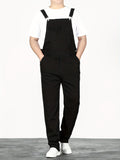 Plus Size Men's Solid Fashion Denim Overalls, Casual Loose Fit Jeans Denim Pants Spring Fall Winter Pants, Men's Clothing