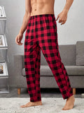 kkboxly  Men's Casual Plaid Pattern Long Pant Pajamas, Homewear Trendy Trousers Loungewear Sleepwear
