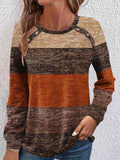 kkboxly  Plus Size Striped Knitted Pullover Top, Casual Crew Neck Long Sleeve Sweater For Fall & Spring, Women's Plus Size Clothing