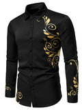 kkboxly  Men's Long-sleeved Shirt With Gold Printing