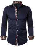 Trendy Paisley Binding Print Men's Casual Button Up Long Sleeve Shirt, Men's Clothes For Spring Summer Autumn, Tops For Men
