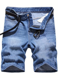 kkboxly  Classic Design Denim Shorts, Men's Casual Street Style Slightly Stretch Denim Shorts For Summer