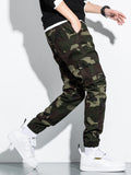 kkboxly  Men's Camo Print Flap Pocket Cargo Pants