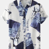 kkboxly  New For , Men's Loose Casual Printed Short Sleeve Shirt Christmas Gifts