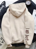 realaiot  Embroidered Drawstring Hoodie, Casual Long Sleeve Drop Shoulder Outwear, Women's Clothing