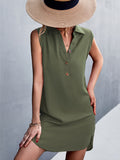 kkboxly  Button Down Sleeveless Dresses, V-Neck Button Sleeveless Casual Dresses, Women's Clothing