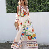 kkboxly  Floral Print Cold Shoulder Dress, Elegant Split V Neck Dress For Spring & Summer, Women's Clothing