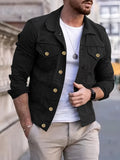 Men's Multi Pockets Jacket Solid Lapel Coat Hipster Windbreaker Coats Streetwear Jacket