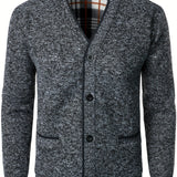 kkboxly  All Match Knitted Warm Thick Cardigan, Men's Casual Warm Slightly Stretch Button Up Jacket Coat For Fall Winter