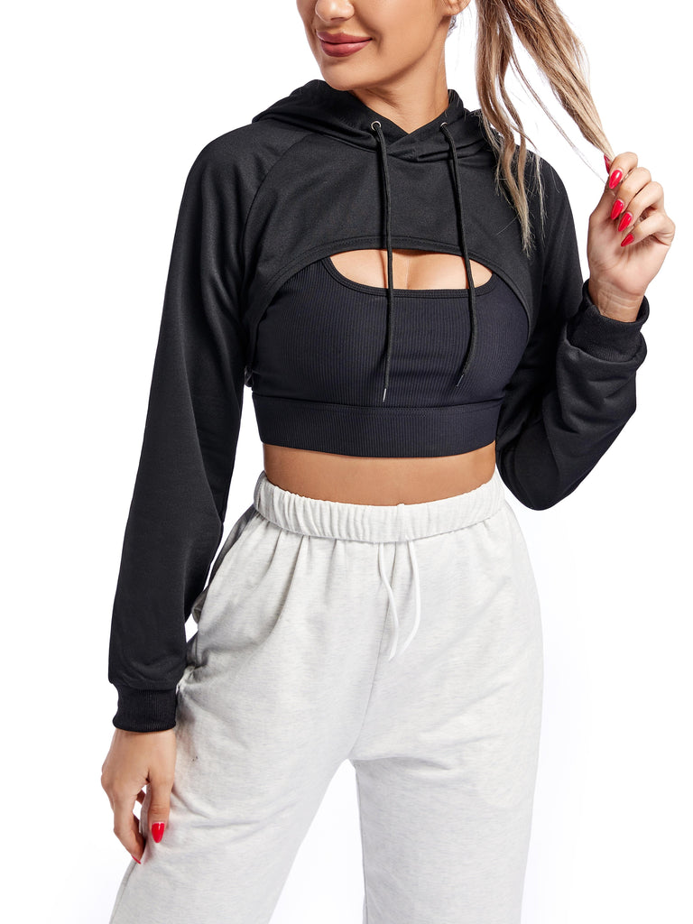 kkboxly  Solid Long Sleeve Hoodies, Casual Hooded Sweatshirt Tops For Women, Women's Clothing