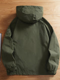 kkboxly Men's Casual Zipper Pockets Detachable Hooded Windbreaker Jacket, Waterproof Soft-shell Jacket For Outdoor Hiking Camping