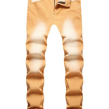kkboxly  Y2k Slim Fit Chic Jeans, Men's Casual Street Style Distressed Stretch Denim Pants For All Seasons