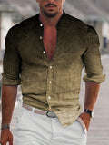 kkboxly  Men's Shirt Top Ombre Turn-Down Collar Long Sleeves Closure Regular Fit Male Casual Shirt For Daily