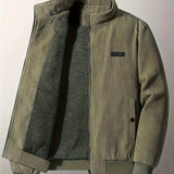 kkboxly  Men's Zip-Up Collar Corduroy Cotton Jacket