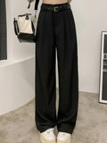 kkboxly  Solid Straight Leg Pants, Versatile High Waist Pants For Spring & Fall, Women's Clothing
