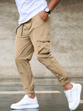 kkboxly kkboxly  Men's Drawstring Cargo Pants, Flap Pocket Loose Trendy Jogger Pants, Mens Pants
