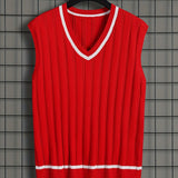 kkboxly  Loose Fit High Stretch Knitted Sweater Vest, Men's Casual Vintage Style V Neck Pullover Cardigan Vest For Fall Winter