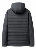 kkboxly  Men's Casual Thick Thermal Zipper Quilted Jacket, Warm Long Sleeve Hooded Fleece Lined Windproof Padded Outwear For Winter