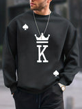 kkboxly  The King Print Trendy Sweatshirt, Men's Casual Graphic Design Crew Neck Pullover Sweatshirt For Men Fall Winter