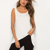 kkboxly  Solid Simple Tank Top, Casual Crew Neck Workout Summer Sleeveless Top, Women's Clothing