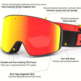 [1pc Magnetic Lens Ski Goggles] BE NICE Adult Ski Goggles, Mirrored Magnetic Lens, Anti-Fog UV400, Snowboard Goggles for Men & Women, Snowmobile Compatible, with TPU Frame, for Alpine, Cross-Country, Telemark, Snowboard, Ice Hockey Sports Eyewear