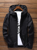 kkboxly  Men's Casual Zipper Pocket Hooded Windbreaker Jacket, Chic Zip Up Jacket For Outdoor Activities