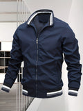 kkboxly  Men's Casual Bomber Jacket, Casual Zip Up Windbreaker Jacket For Outdoor Activities
