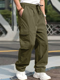 Trendy Solid Cargo Pants, Men's Multi Flap Pocket Trousers, Loose Casual Outdoor Baggy Pants, Men's Work Pants Outdoors Streetwear Hip Hop Style